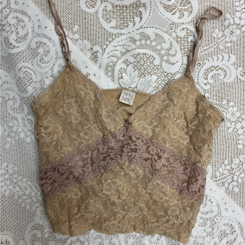 Hanky Panky Lace Camisole in Beige and Brown